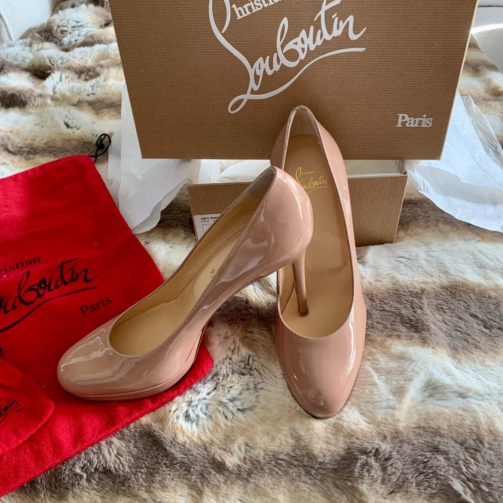 Christian Louboutin (New) Simple Pump Nude 100mm Patent Pump - SIZE 38.5 EUR